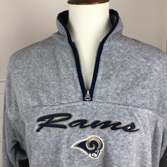 NFL Rams Fleece Pullover Sweater St. Louis Los Angeles Gray Blue Gold Medium - Picture 2 of 6